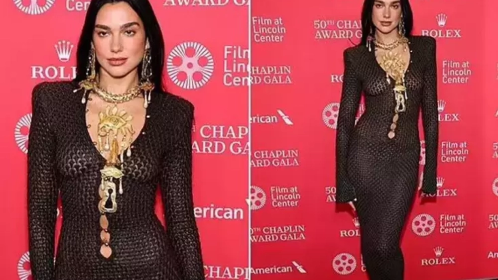 Dua Lipa, katıldığı etkinlikte şeffaf elbisesiyle göz kamaştırdı